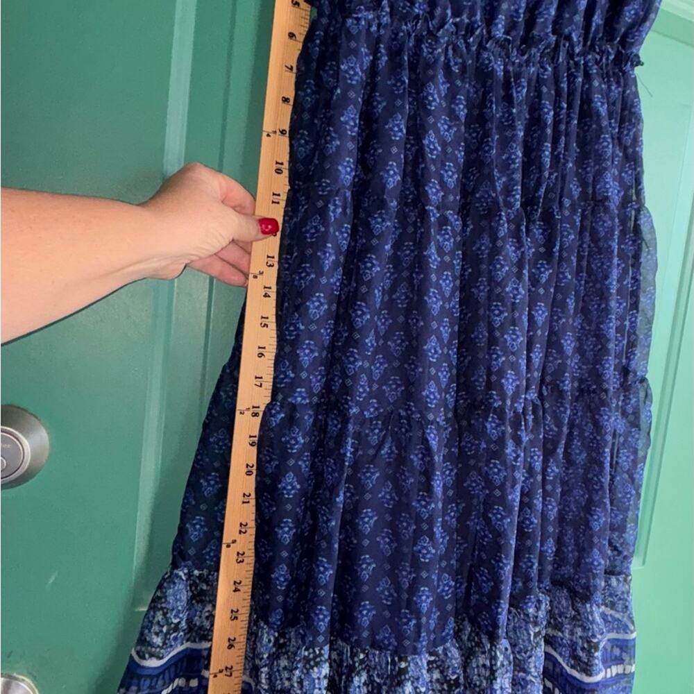 AQUA large Border Print Tassel Tie Midi Dress like new - Picture 10 of 11